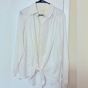 Maeve Front Tie White Blouse. Button Front. 100% Tencel. Woman’s Size Medium